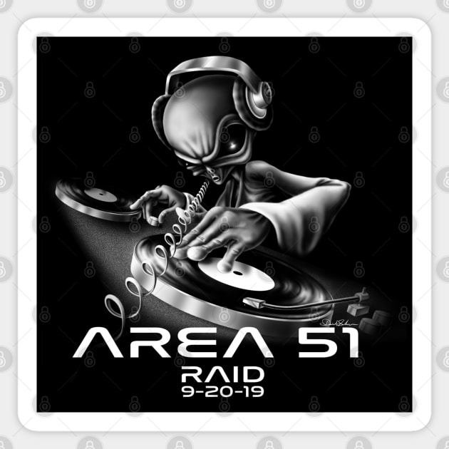Area 51 Raid / Alien Scratcher Sticker by sandersart